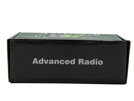 Black box with 'Advanced Radio' branding on a white background