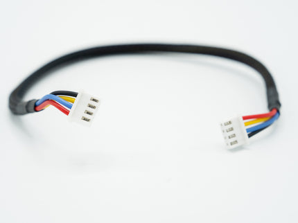 Two small electronic cables with connectors on a white background