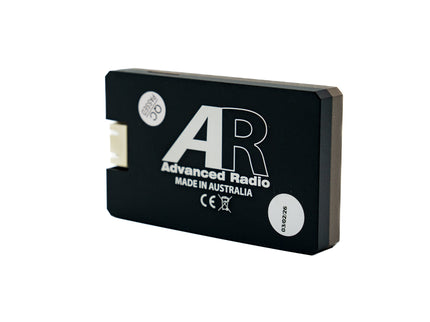 Black rectangular device with 'AR Advanced Radio' branding on a white background