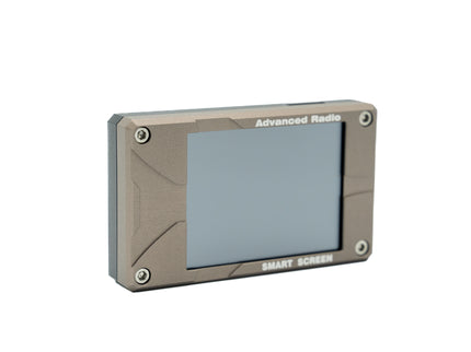 Small electronic device with a screen labeled 'Advanced Radio' on a white background