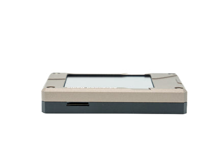 Rectangular electronic device with screen on a white background