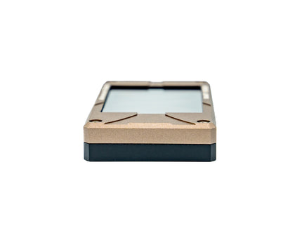 Rectangular electronic device with a screen on a white background