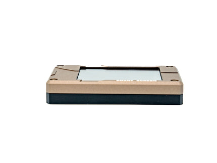 Rectangular electronic device with a screen on a white background
