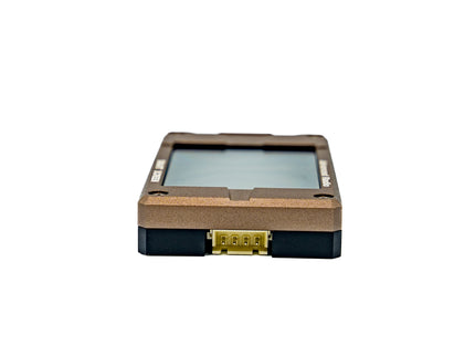 Rectangular electronic device with a screen on a white background