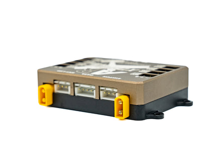Electronic module with ports on a white background