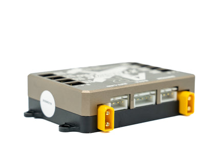 Electronic module with connectors on a white background