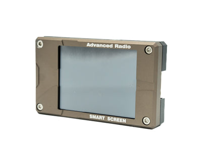 Smart screen with 'Advanced Radio' branding on a white background