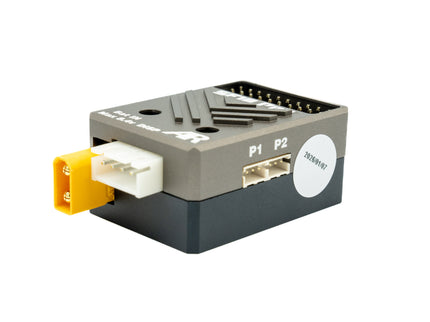 Electronic module with connectors on a white background