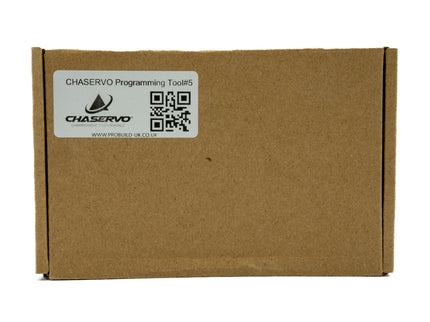 Brown cardboard box with a CHASERVO label and QR code on a white background