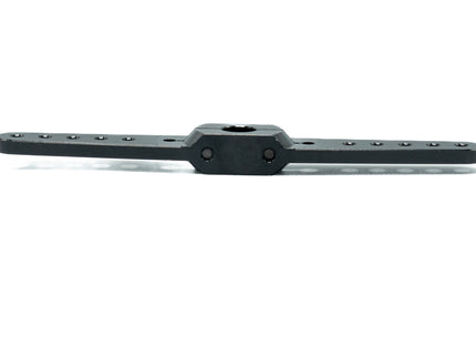 Black metal bracket on a white background