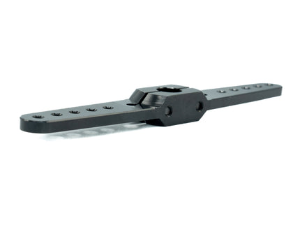 Black metal bracket on a white background