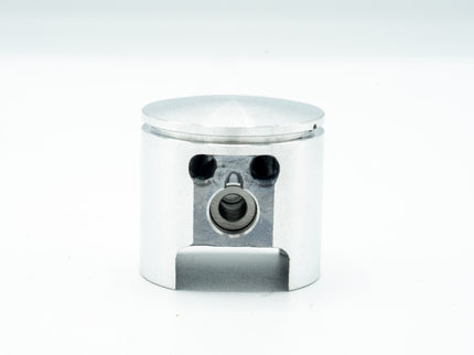 Metallic piston on a white background