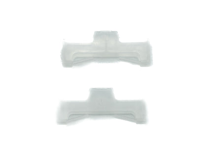 Two white hair clips on a white background