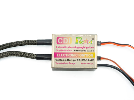 Electronic ignition module with wires on a white background