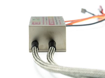 Electronic device with wires on a white background