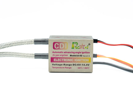 Electronic ignition module with wires on a white background
