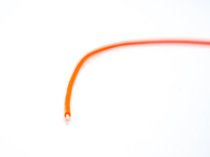 Red cable with black connector on a white background