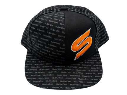 Black cap with orange logo and 'Savox' text on a white background