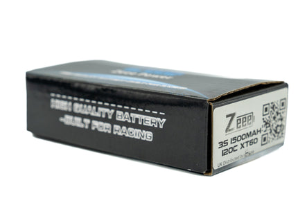 Black battery box with white text on a white background