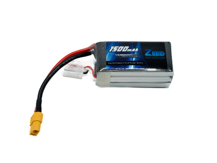 Lithium polymer battery with connector on a white background
