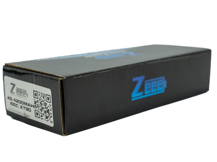 Black rectangular battery packaging with 'Zeee' branding on a white background