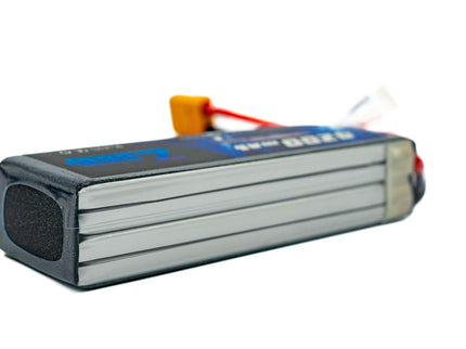 Battery pack with visible branding on a white background