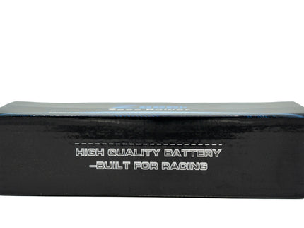 Black battery box with 'High Quality Battery - Built for Racing' text on a white background