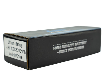 Black lithium battery box with text on a white background