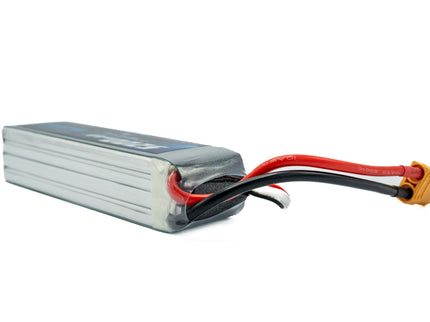 Lithium polymer battery with connectors on a white background
