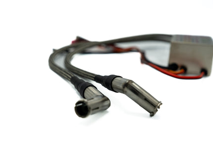 Electrical cable with connectors on a white background