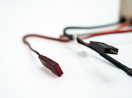 Close-up of electronic connectors on a white background