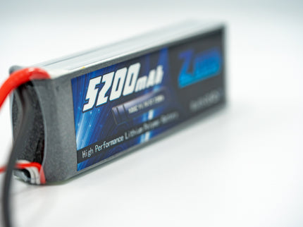 Lithium-ion battery pack with '5200mAh' and '7.4V' marking on a white background