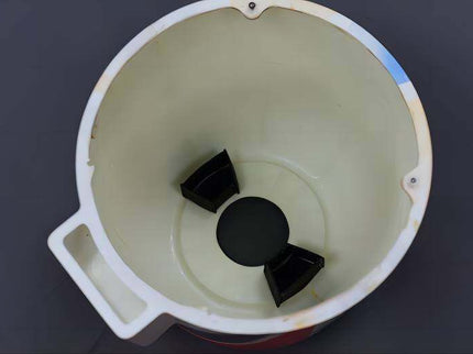 Top view of a yak 54 cowl with black components on a dark background