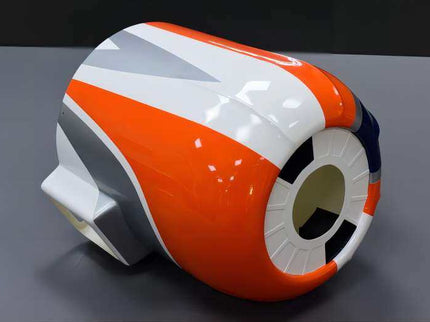 Colorful yak 54 orange, white, gray, and blue design on a gray background