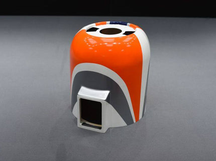 Colorful 3D-printed object on a gray background