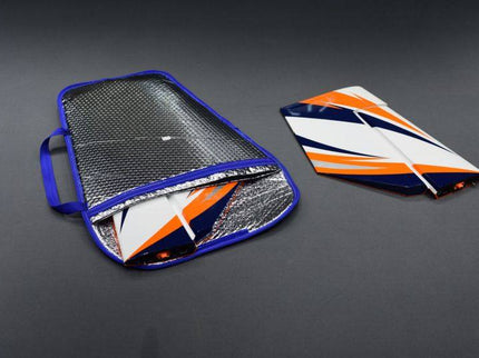 STAB BAGS with reflective and patterned designs on a dark gray background