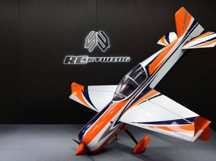 Model airplane with 'RC Skywing' branding on a dark background