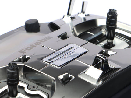 Close-up of Futaba T26SZ Pro 26‑Channel Air Radio with visible branding on a white background