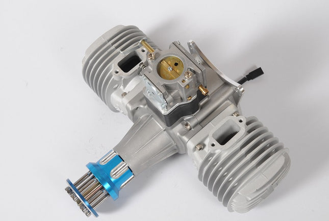 Engine block with various components on a white background