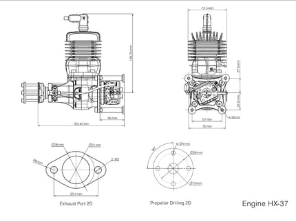HANG-X HX-37 37cc 2-Stroke Petrol Engine