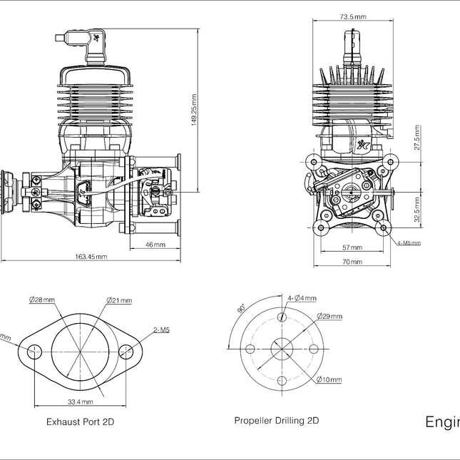 HANG-X HX-37 37cc 2-Stroke Petrol Engine