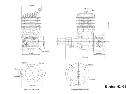 HANG-X HX-65 65cc 2-Stroke Petrol Engine