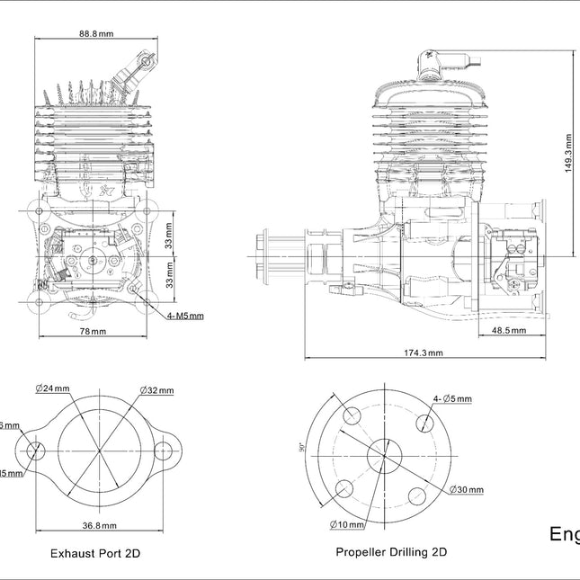 HANG-X HX-65 65cc 2-Stroke Petrol Engine