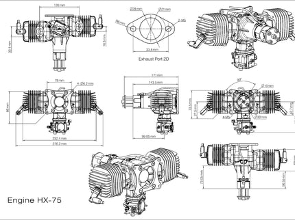 HANG-X HX-75 74cc 2-Stroke Petrol Engine