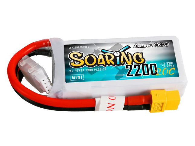 Battery pack with 'Soaring' branding on a white background