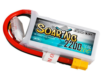 Gens ace Soaring 2200mAh battery pack with red and yellow connectors on a white background