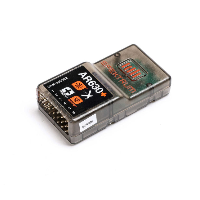 Spektrum AR630+ DSMX 6-Channel AS3X+ & SAFE Receiver on a white background