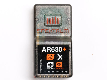 Spektrum AR630+ receiver module on a white background