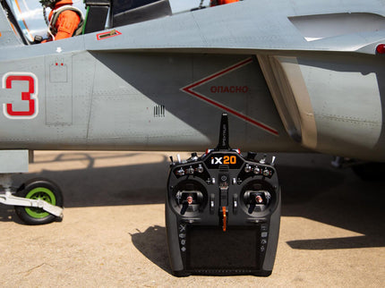 Remote control device in front of a military aircraft