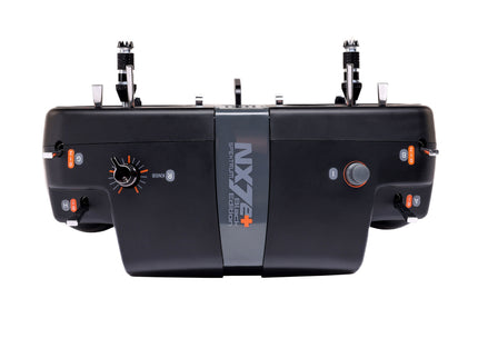 Black remote control device with 'NXE' branding on a white background